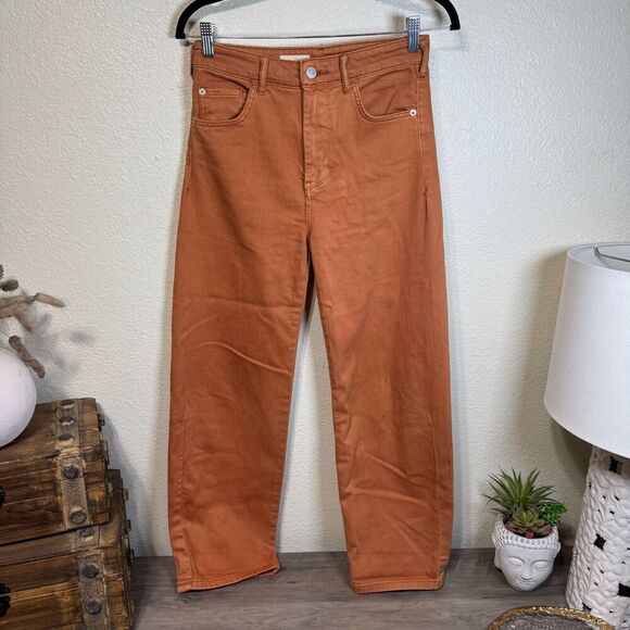 Anthropologie Pilcro The Column Straight Leg Jeans Burnt Orange Size 26 Classic - Picture 2 of 13